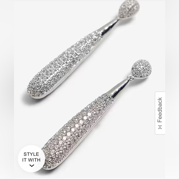 Express Rhinestone Tube Drop Earrings - Picture 3 of 5